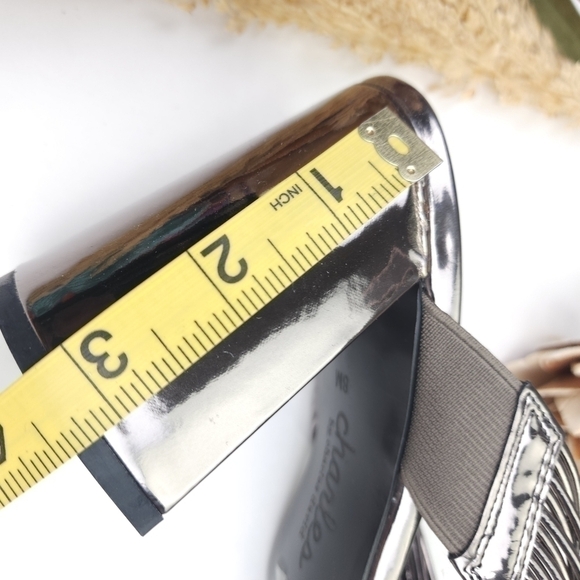 Charles by Charles David Silver Block Heel Mules Sz 8m - Picture 2 of 9